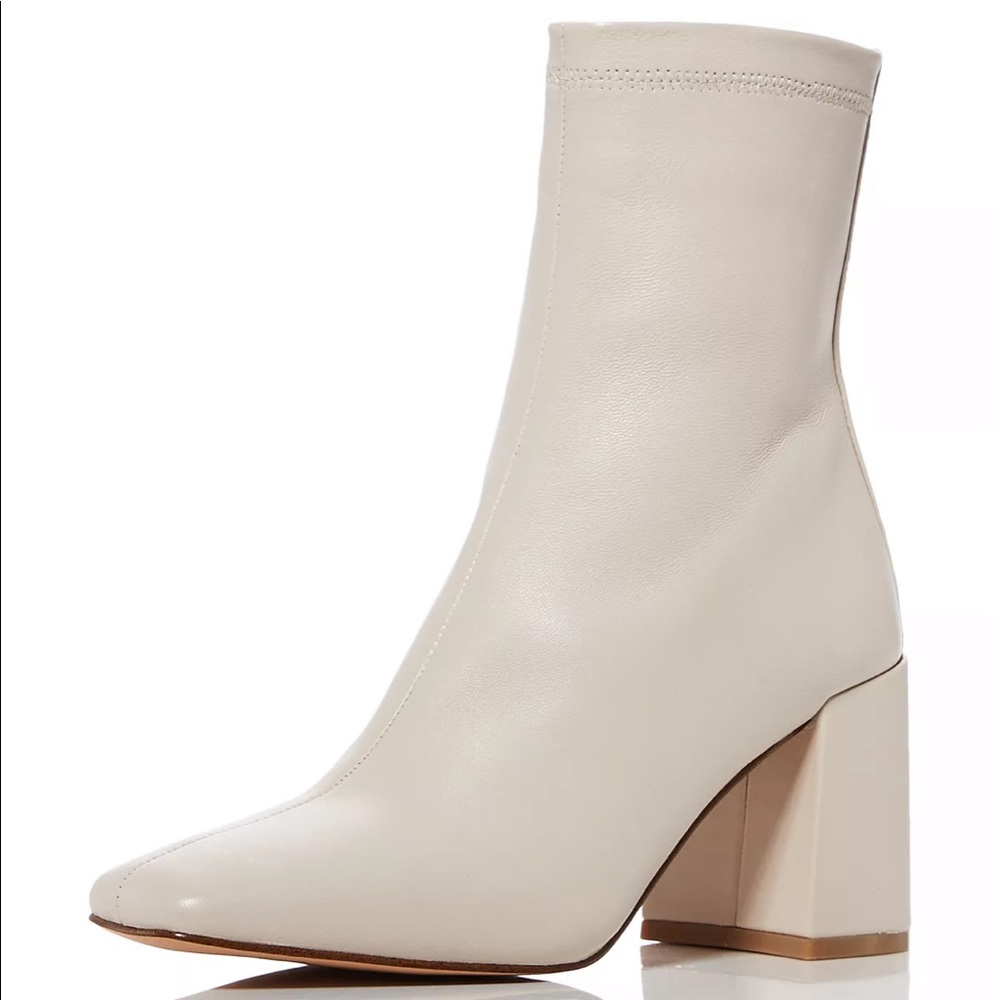 Aqua Juno Leather Square-Toe Booties